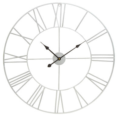 Genova 80cm Silver Metal Roman Numeral Wall Clock