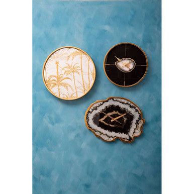 Celina Black And Gold Agate Effect Wall Clock