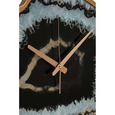 Celina Black And Gold Agate Effect Wall Clock