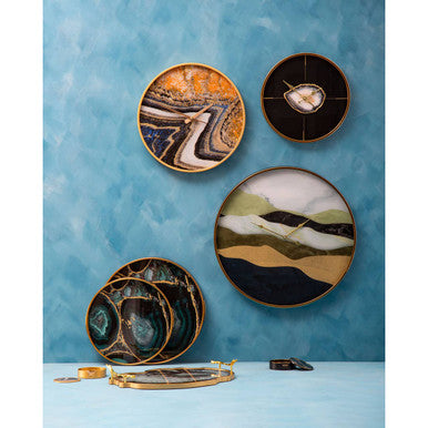 Black and Gold Round Wall Clock | Celina
