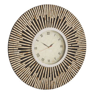 Palu 75cm Dia Black and Natural Shell Wall Clock