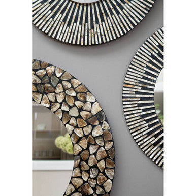 Palu 75cm Dia Black and Natural Shell Wall Clock