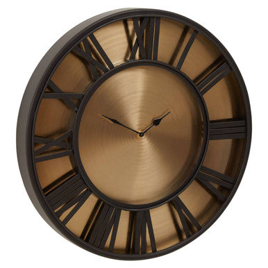 Mateo Black and Antique Gold Large Wall Clock