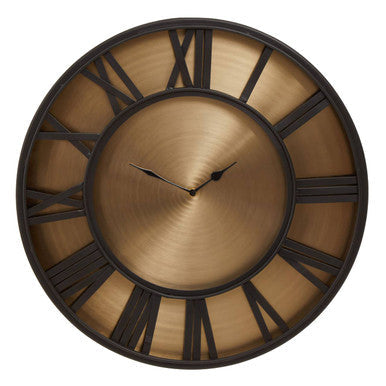 Mateo Black and Antique Gold Large Wall Clock