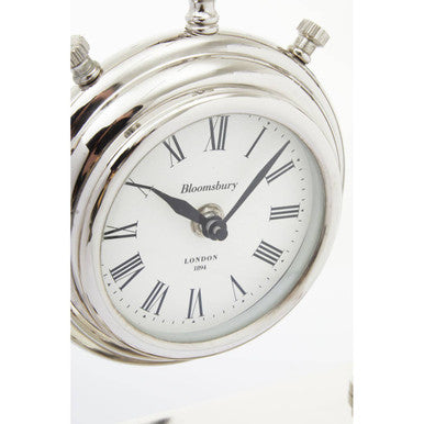 Hampstead Small Silver And Antique Brass Mantel Clock
