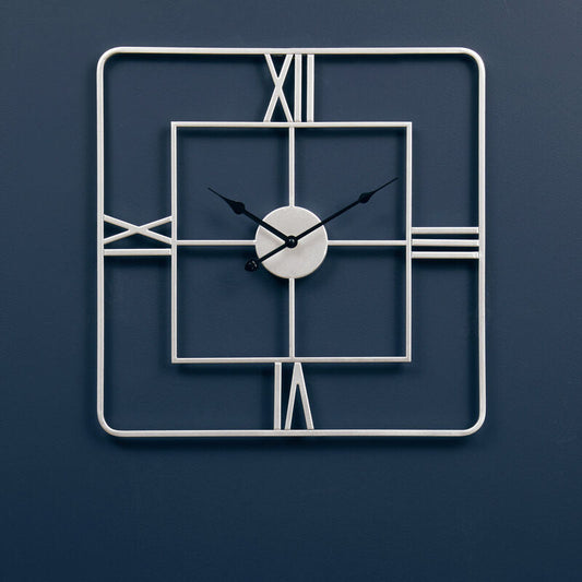 Kent Large Silver Finish Square Wall Clock