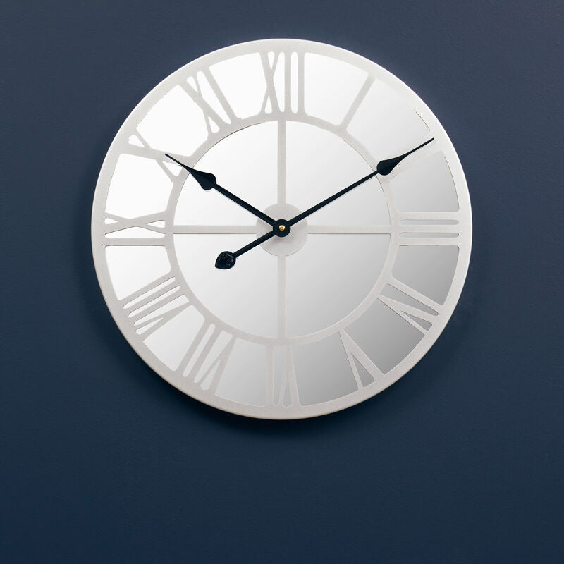 Kent 50cm Dia Silver Mirrored Wall Clock