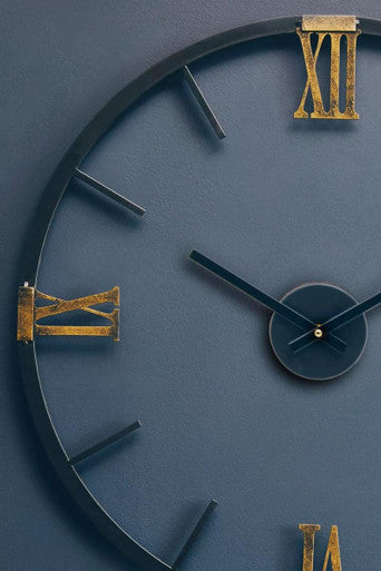 Kent Round Black Metal Wall Clock