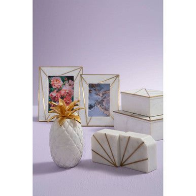 White Marble with Gold Inlay 5x7 Photo Frame | Sena