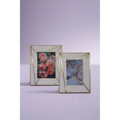 White Marble with Gold Inlay 5x7 Photo Frame | Sena