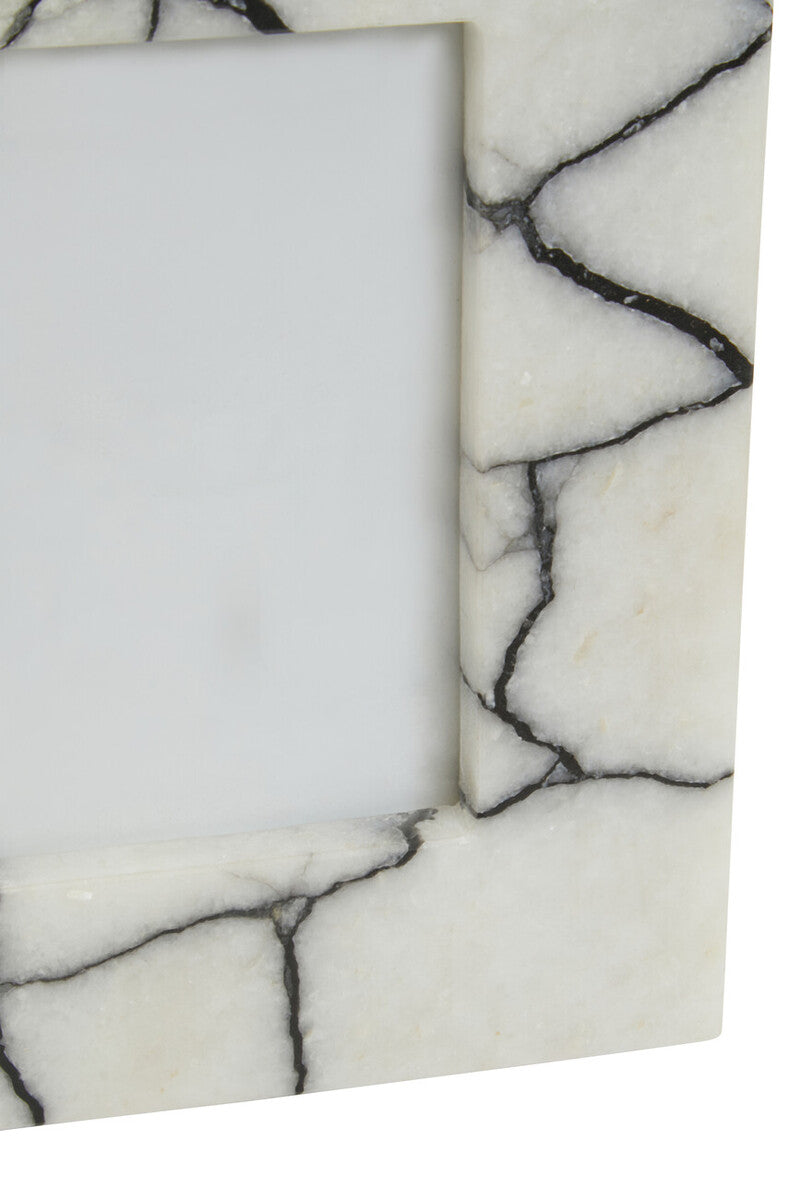 Marmara White and Black Marble 4In X 6In Small Photo Frame