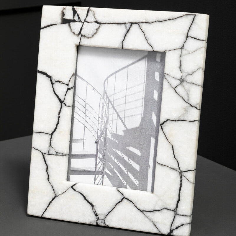 Marmara White and Black Marble 5In X 7In Large Photo Frame