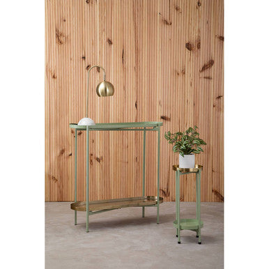 Sabia Green And Gold Two Tiered Plant Stand