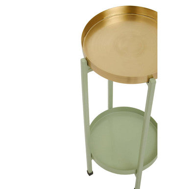 Sabia Green And Gold Two Tiered Plant Stand