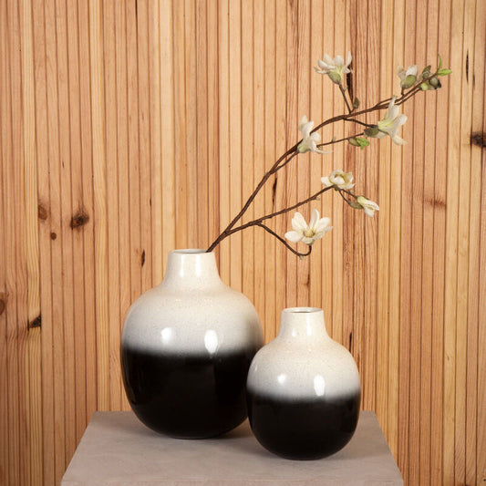 Ramus Small Black And White Ombre Vase
