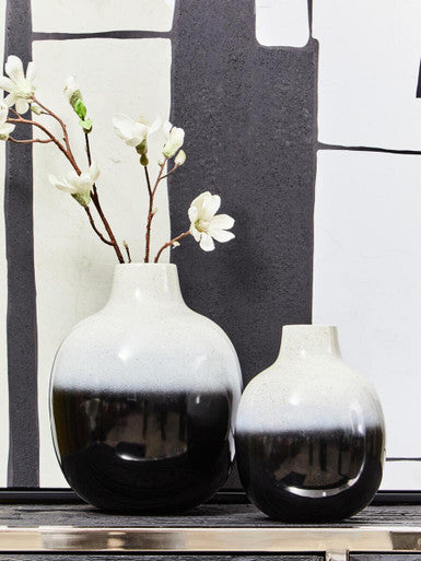 Ramus Small Black And White Ombre Vase