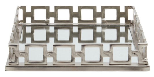 Square Nickel Finish Mirror Tray | Rhoda