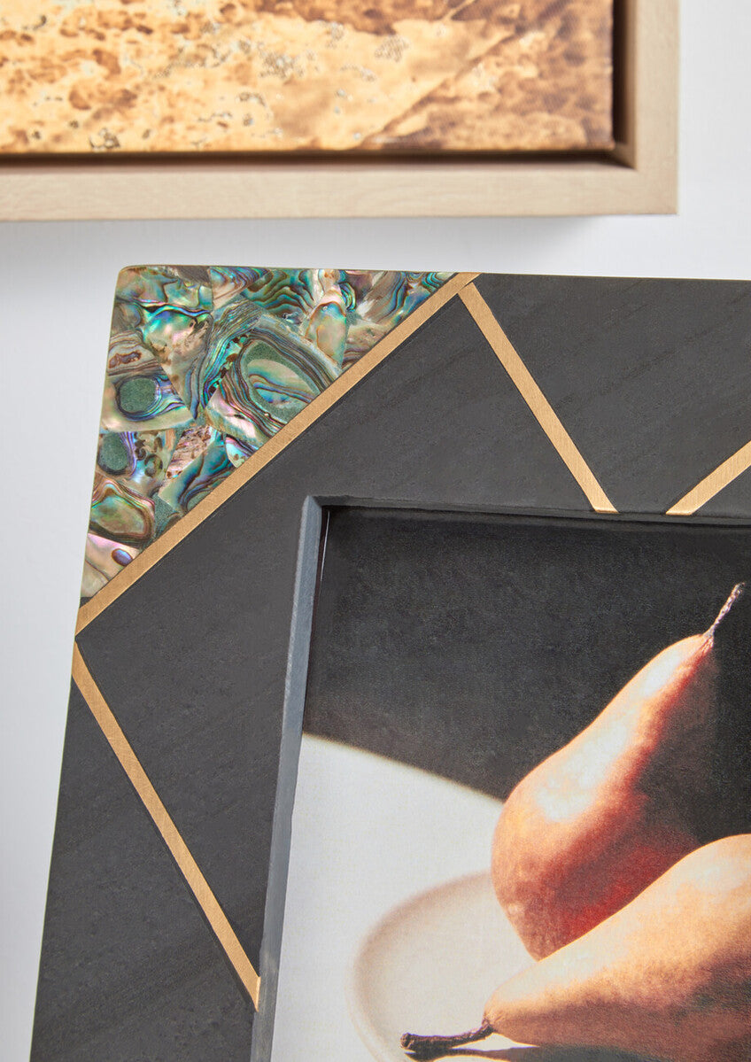 Oriana 4In X 6In Mother of Pearl and Gold Inlay Small Photo Frame