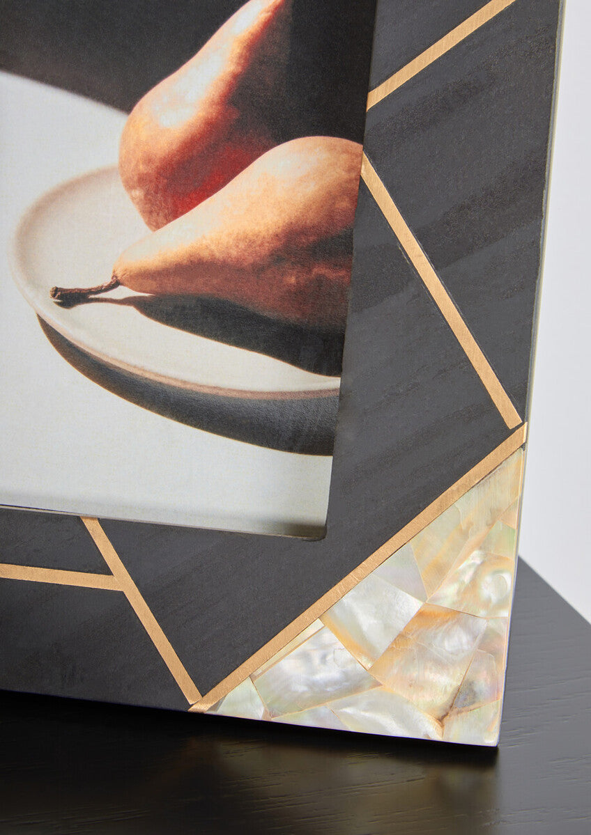 Oriana 4In X 6In Mother of Pearl and Gold Inlay Small Photo Frame