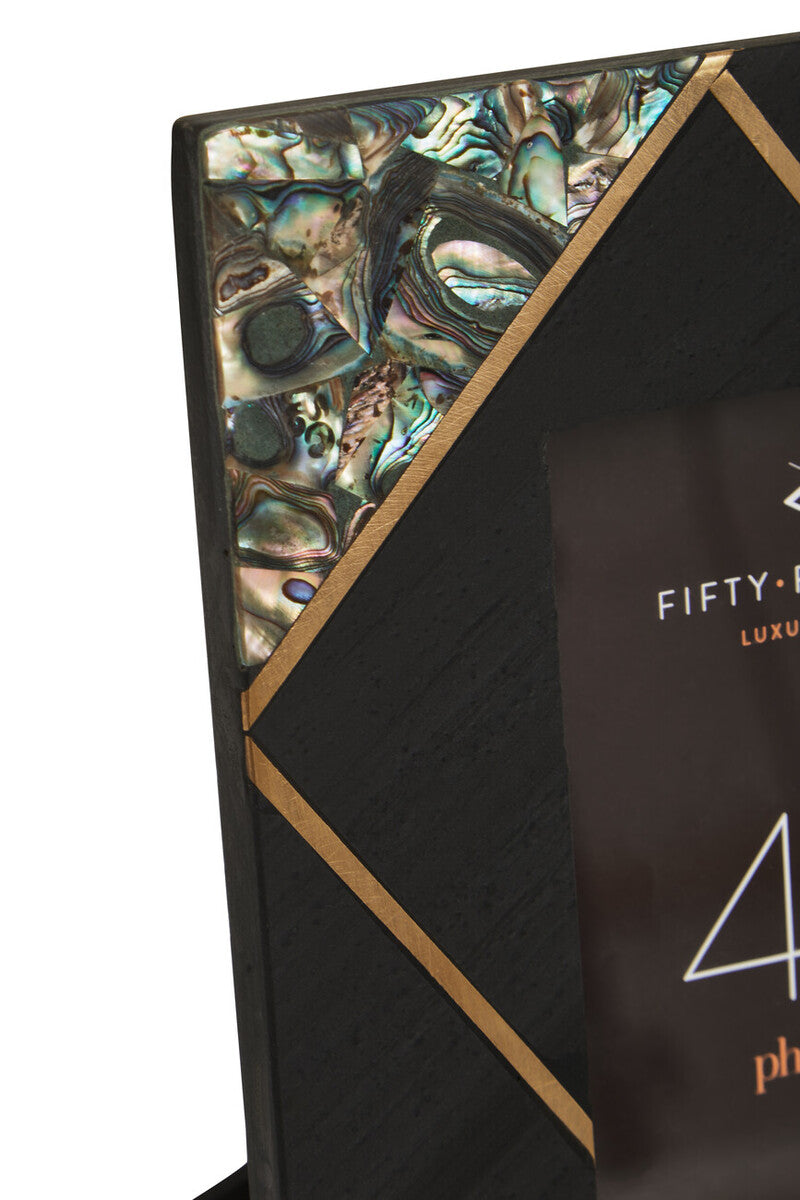 Oriana 4In X 6In Mother of Pearl and Gold Inlay Small Photo Frame