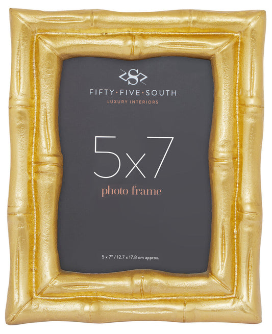 Hiba Gold Finish Bamboo Effect Photo Frame 5x7in