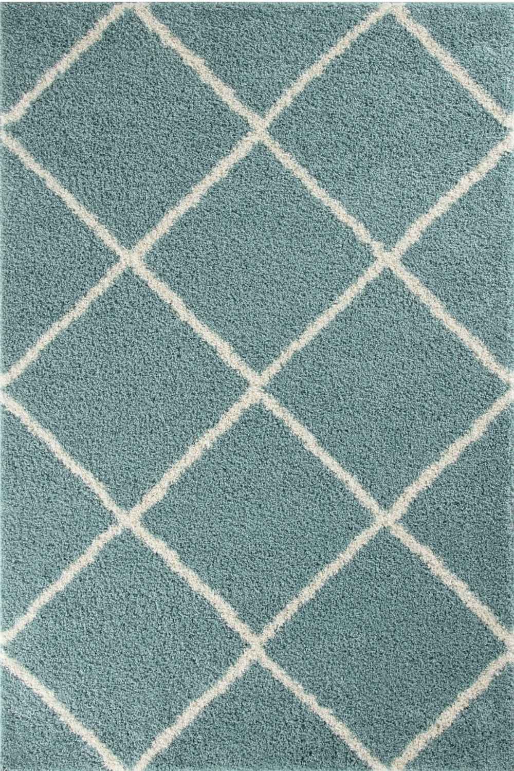 Moroccan Duck Egg Blue Shaggy Rug | 550
