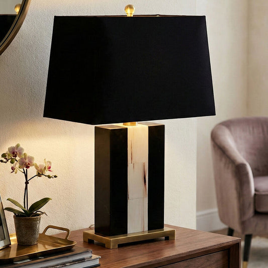Hoxton Marble Table Lamp with Black Shade