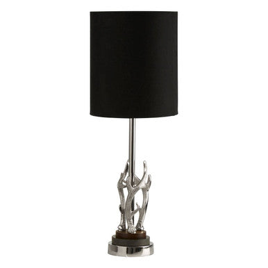 Antler Black and Silver Metal Table Lamp with Marble Base