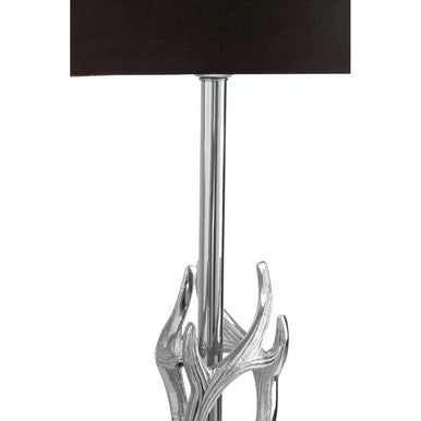 Antler Black and Silver Metal Table Lamp with Marble Base