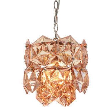 Small Multi Faceted Amber Glass Pendant Light | Rydello