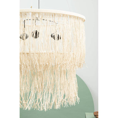 Hestina Cream Leather Ceiling Light