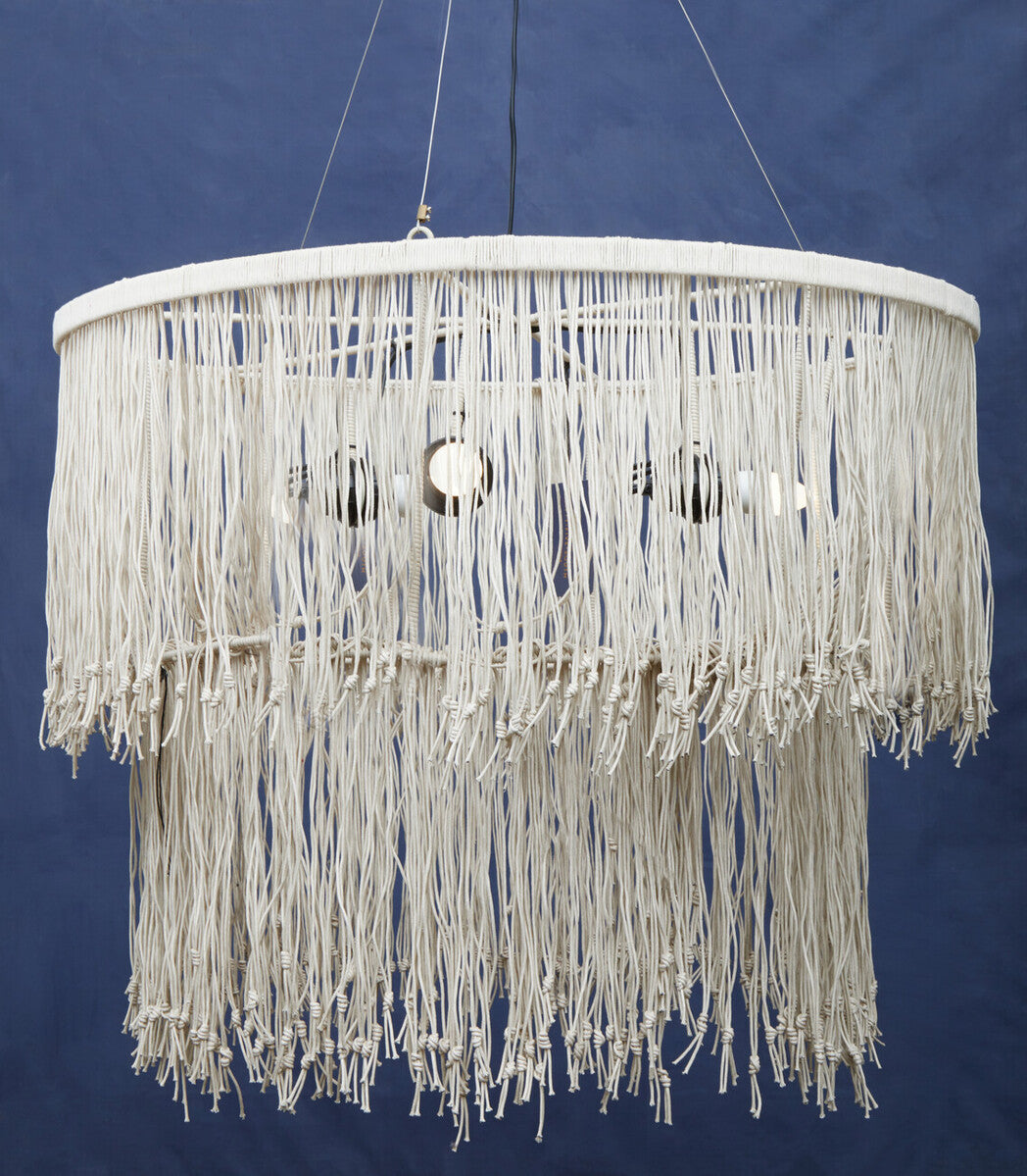 Hestina Cream Leather Ceiling Light