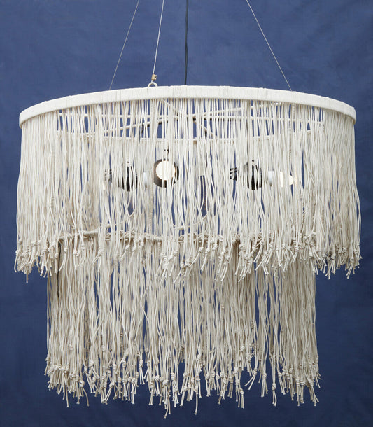 Hestina Cream Leather Ceiling Light