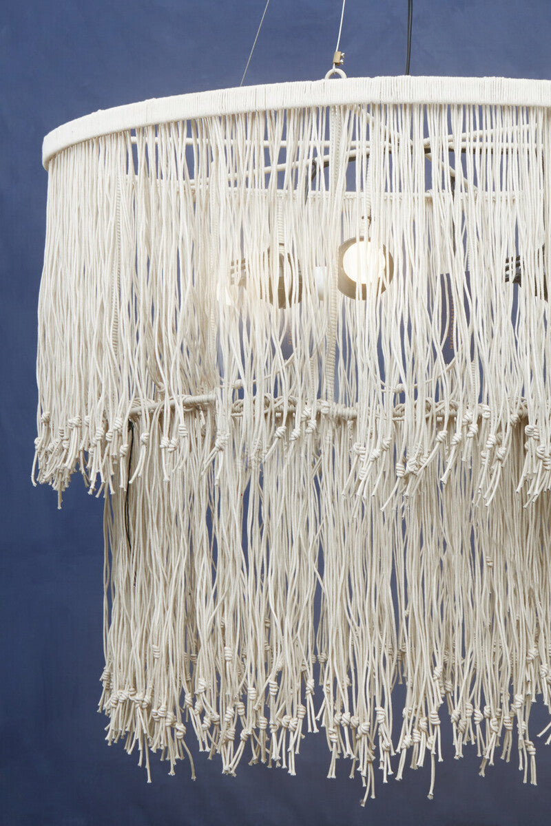 Hestina Cream Leather Ceiling Light