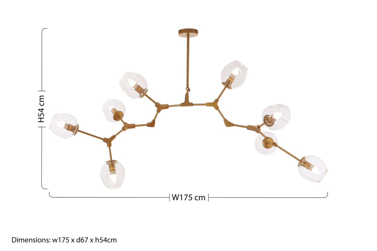 Gold Finish Adjustable 8 Arm Statement Pendant Light | Abira