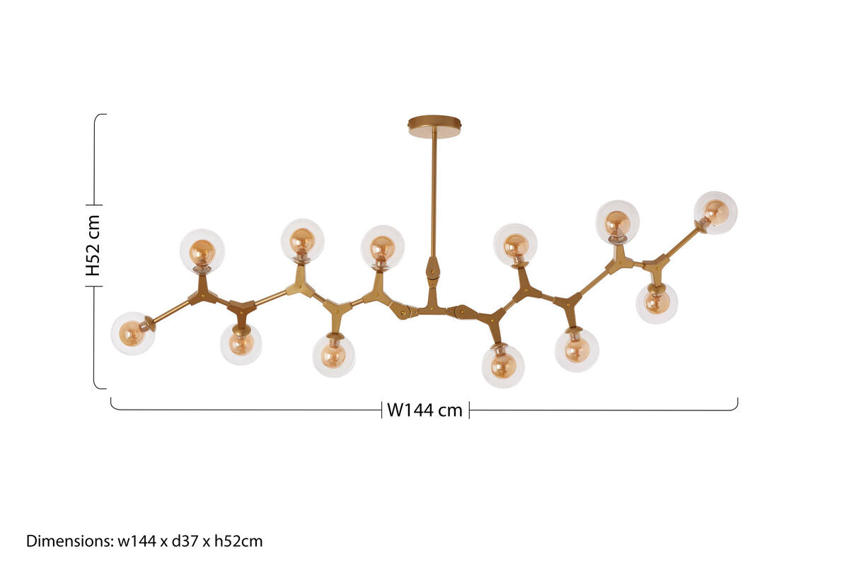 12 Arm  Gold Finish Pendant Light | Abira
