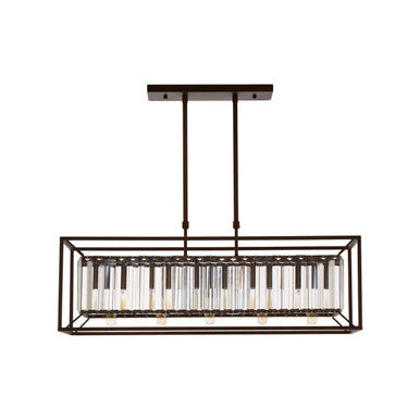 Akiko 5 Bulb Dark Bronze and Glass Ceiling Light