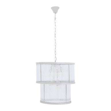 2 Tier Nickel Finish Glass Chandelier | Salasco