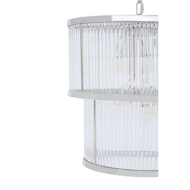 2 Tier Nickel Finish Glass Chandelier | Salasco