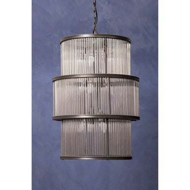 Salasco Black Finish 3 Tiered Glass Chandelier