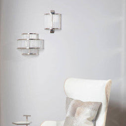 3 Tier Nickel Finish Glass Wall Light | Salasco