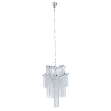 2 Tier 6 Light Chrome Chain Pendant Light | Lerici