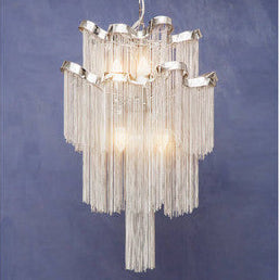 Lerici 2 Tier 6 Light Chrome Chain Pendant Light