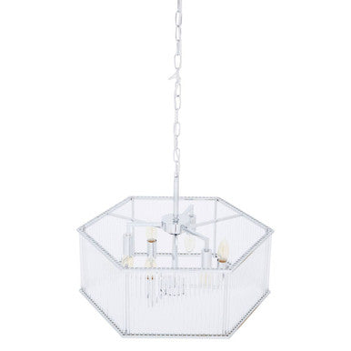6 Light Hexagonal Chrome Pendant Light | Lerici