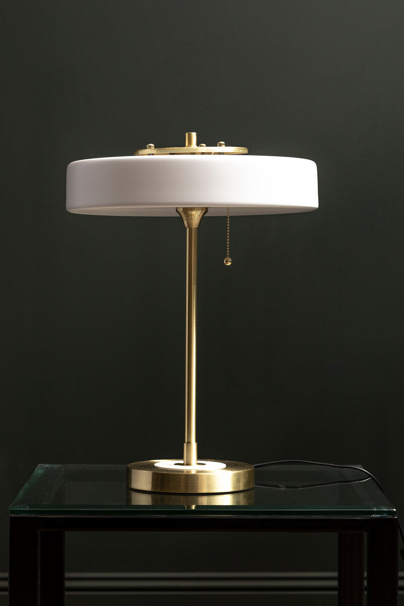 Rogano White Shade with Gold Finish Frame Table Lamp