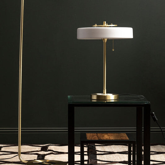 Rogano White Shade with Gold Finish Frame Table Lamp