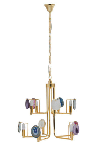 Glamour Gold and Agate 10 Light Ceiling Light