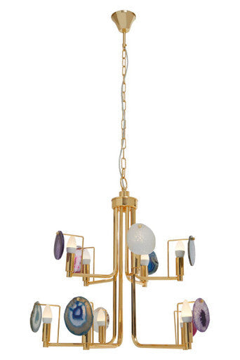 Gold and Agate 10 Light Ceiling Light | Glamour