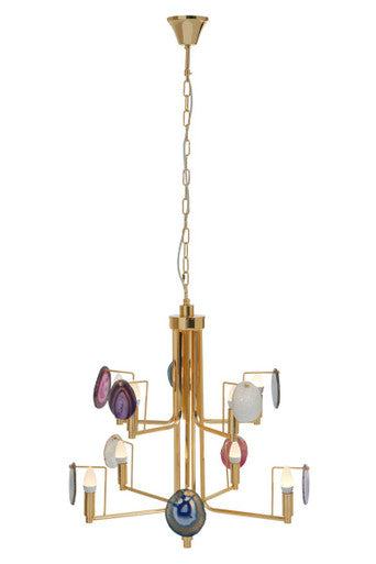 Gold and Agate 10 Light Ceiling Light | Glamour