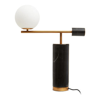 Marmo Black Marble Table Lamp With White Shade